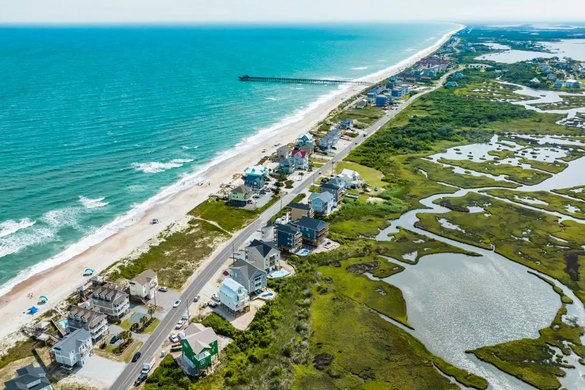 Topsail Island near Hampstead NC aerial view